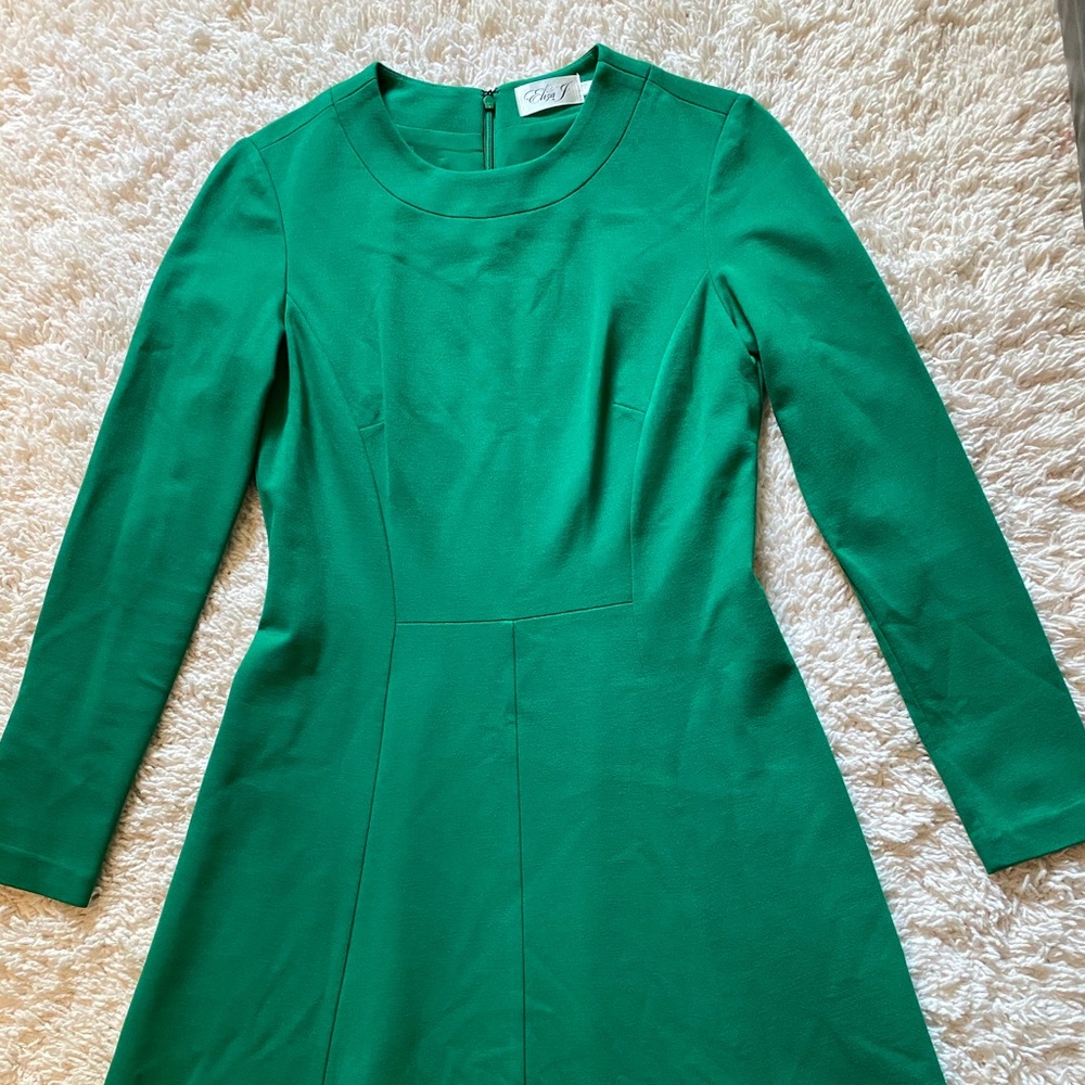 Eloquii Emerald Green Long-Sleeve Fit & Flare Dress